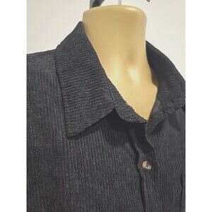 Black Button Front Shirt Mens 2XL Wide Wale Corduroy Long Sleeve Classic Pocket